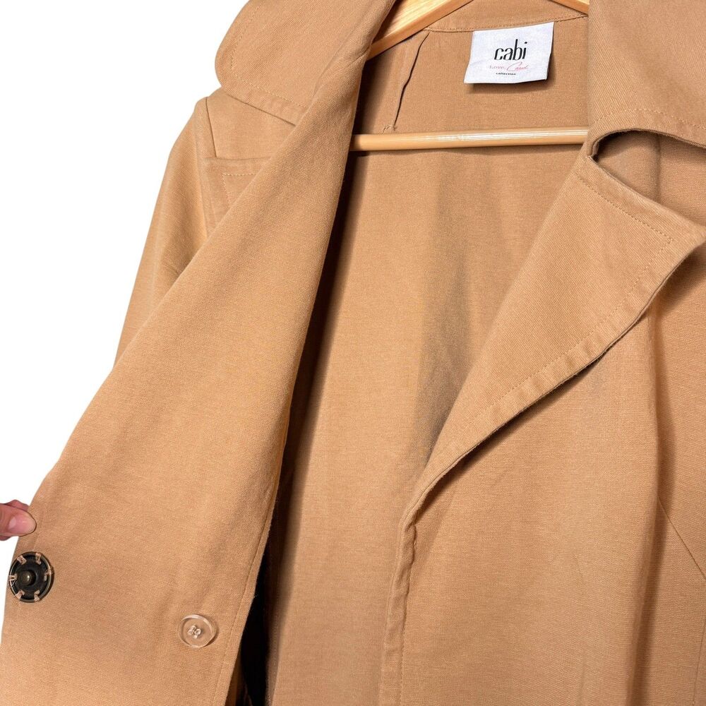 Cabi Casablanca Trench Coat Size M Tan Camel Classic Ponte Knit Statement Piece - Picture 13 of 14